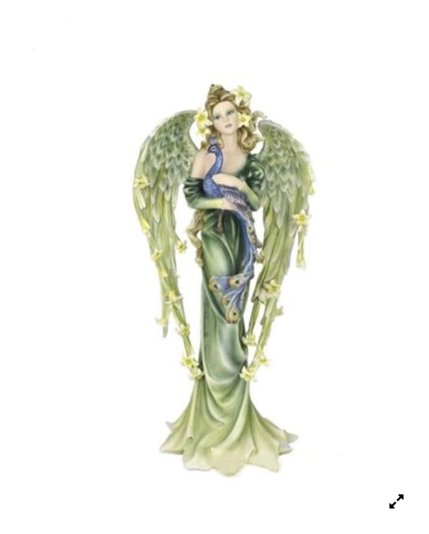 Figura de Ángel Hada con Pavo Real