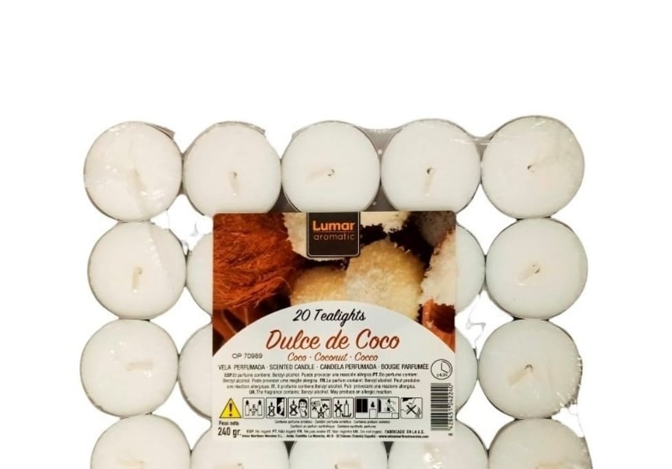velas de té olor coco