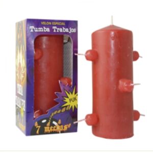 Velón 7 Mechas Tumba Trabajos Rojo