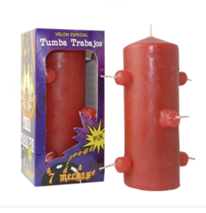 Velón 7 Mechas Tumba Trabajos Rojo