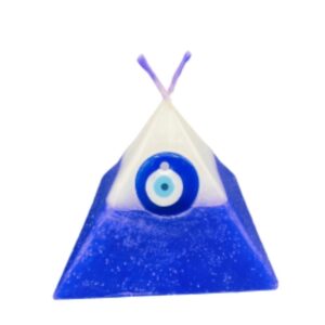 VELA PIRAMIDE CON AMULETO OJO TURCO